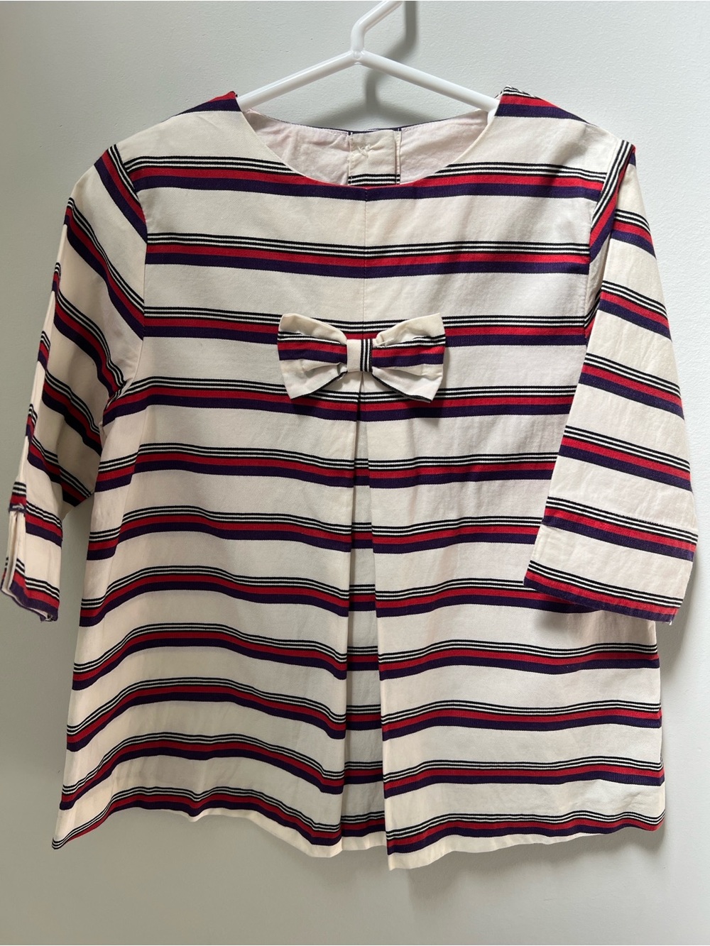 Janie and Jack Cream Top with Navy and Red Stripes - Picture 9 of 9